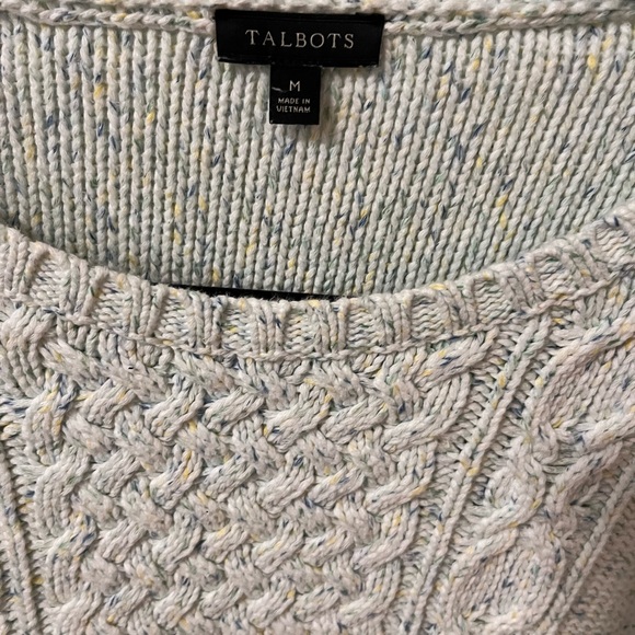Talbots Ivory Green Knit Crewneck Sweater - Picture 4 of 5